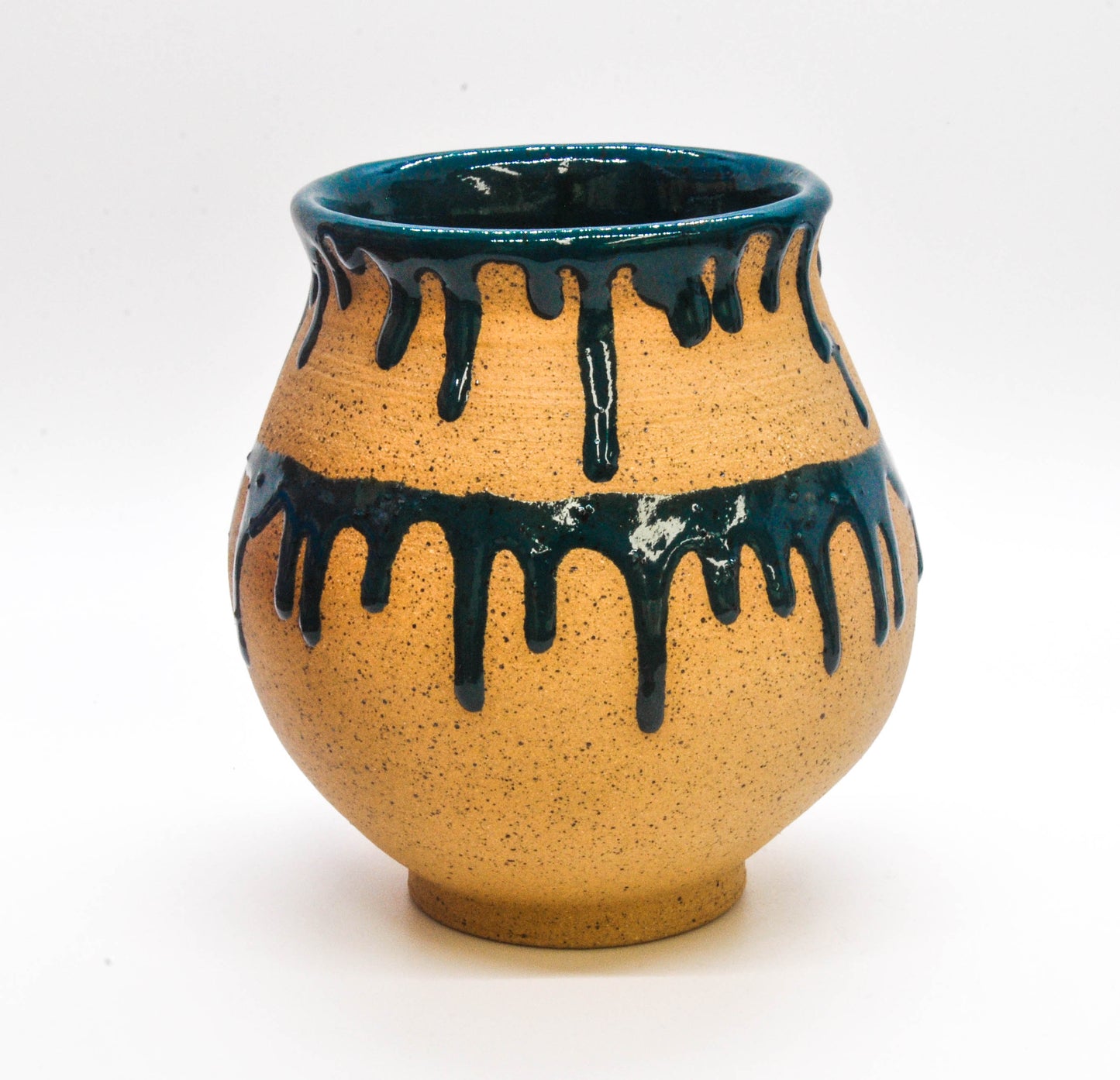 Dark Teal Drippy Vase