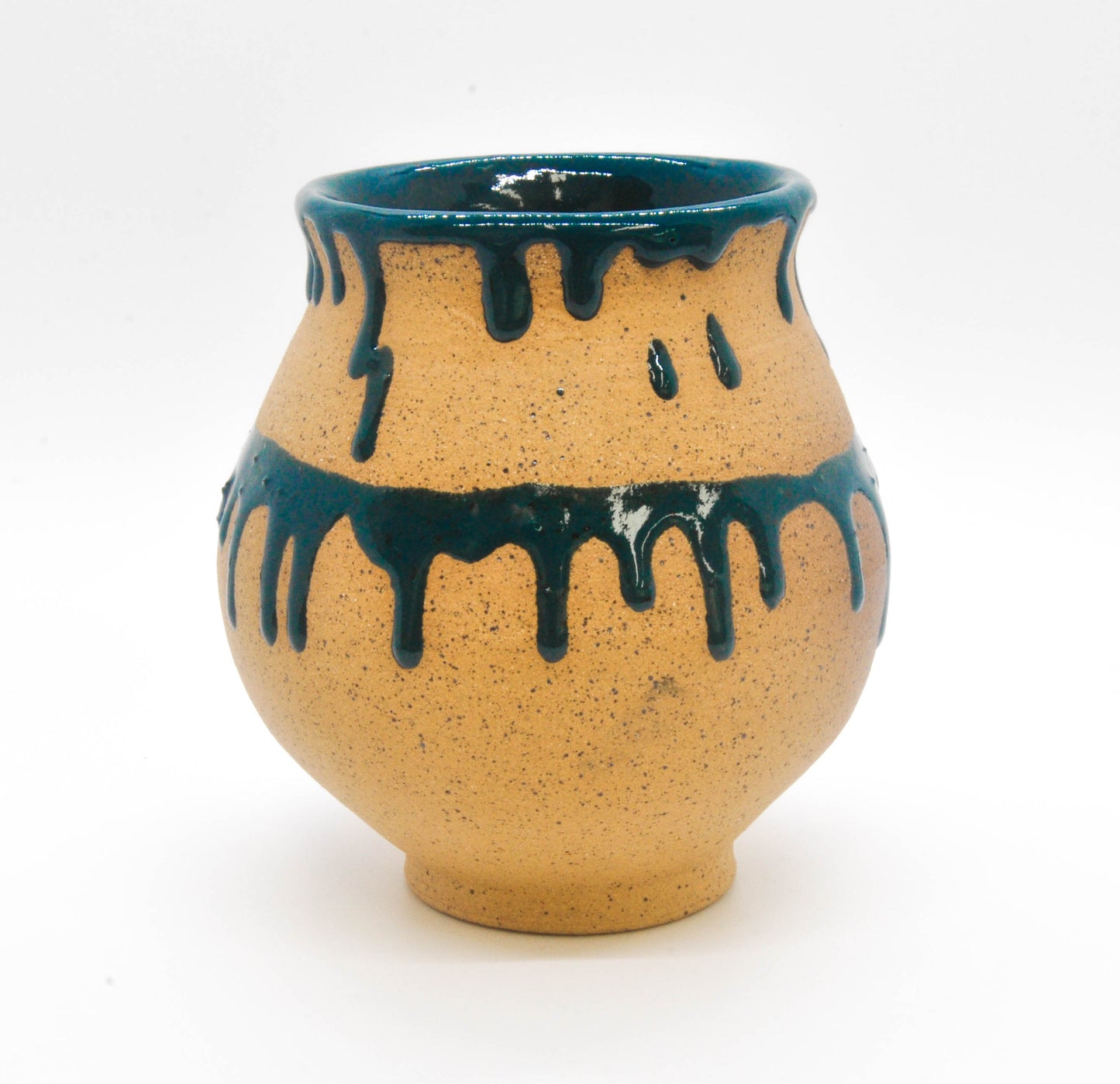 Dark Teal Drippy Vase