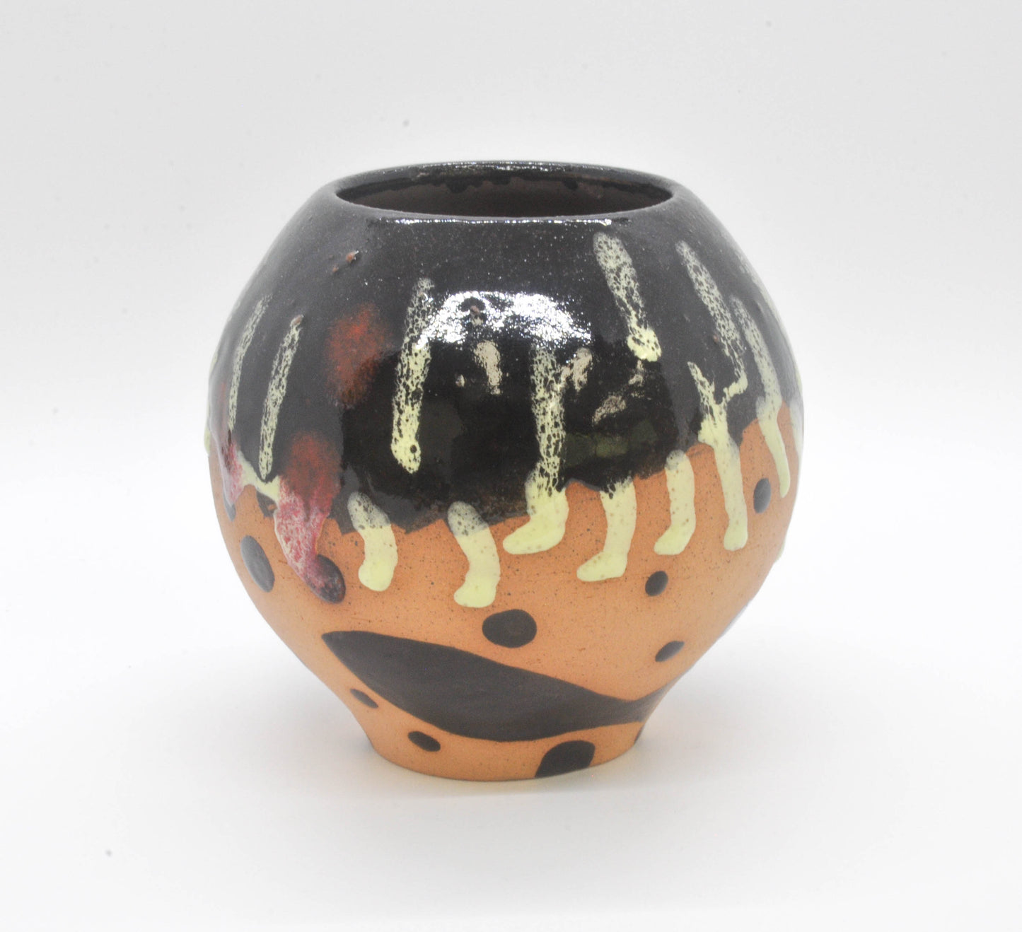 Black and Yellow Drippy Sphere Vase